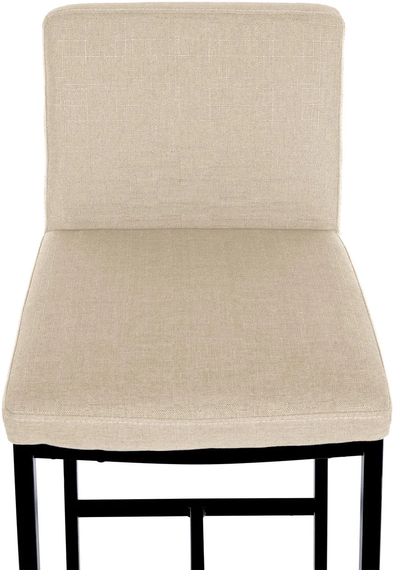 Lot de 2 tabourets de bar design épuré et contemporain en tissu crème cadre à quatre pieds en métal noir 10_0006538