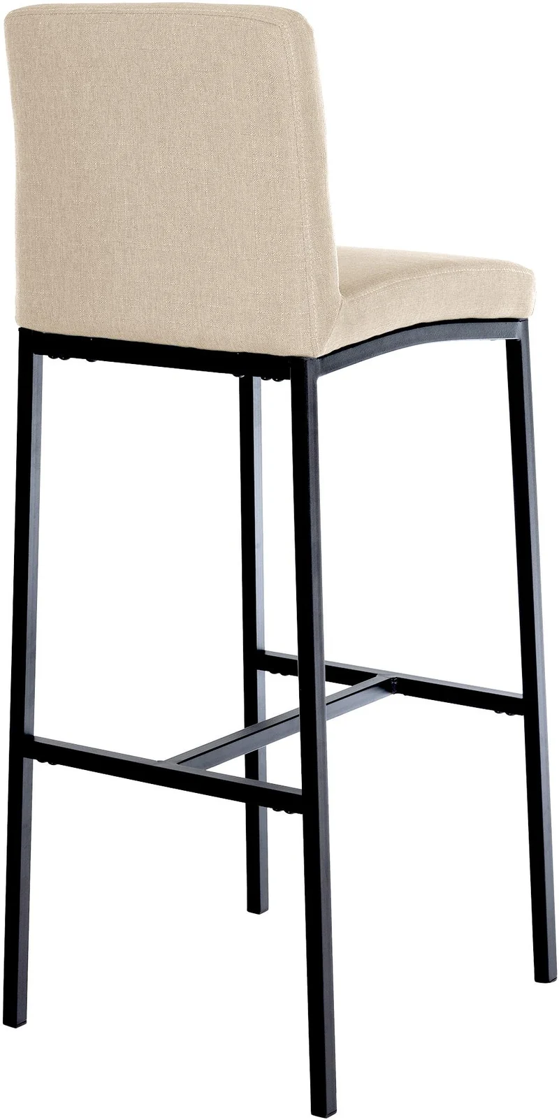 Lot de 2 tabourets de bar design épuré et contemporain en tissu crème cadre à quatre pieds en métal noir 10_0006538