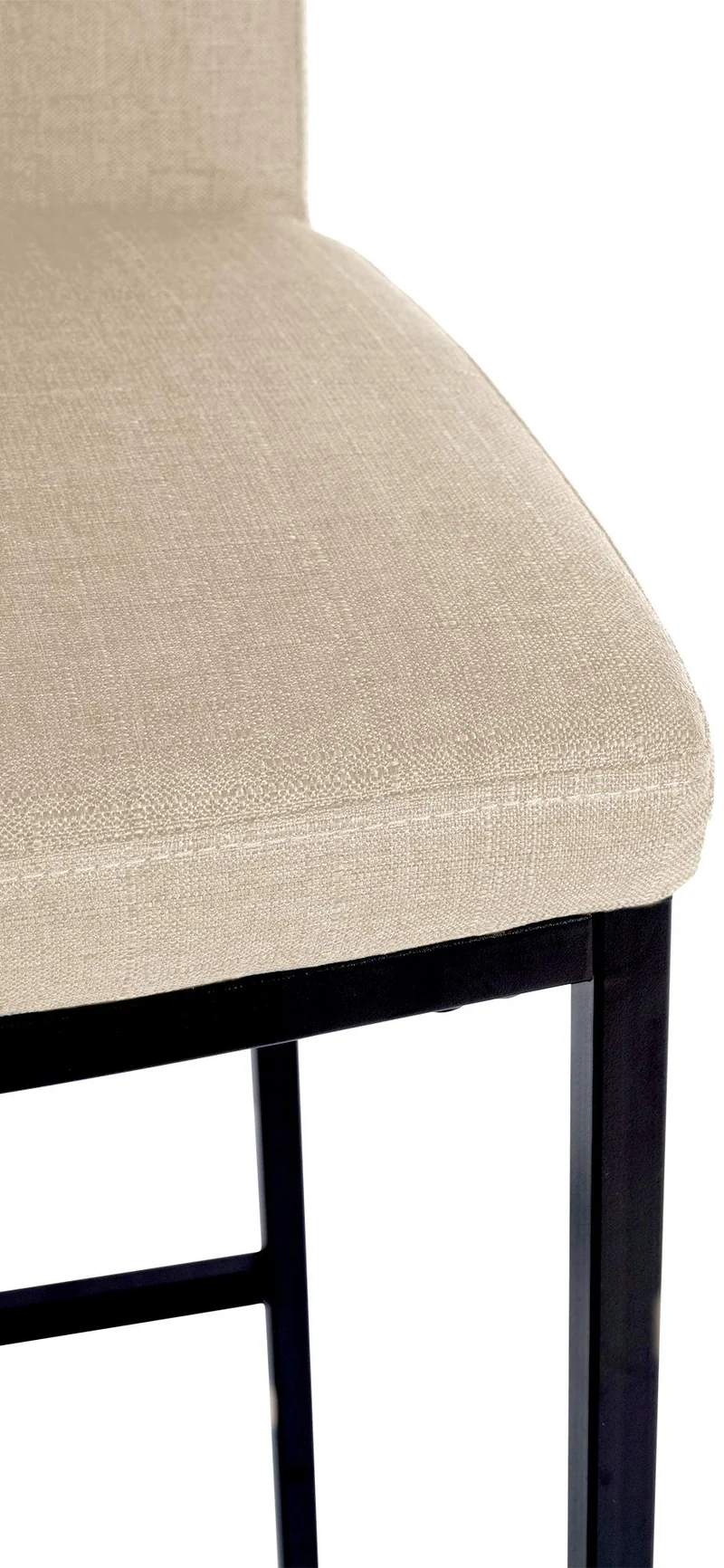 Lot de 2 tabourets de bar design épuré et contemporain en tissu crème cadre à quatre pieds en métal noir 10_0006538