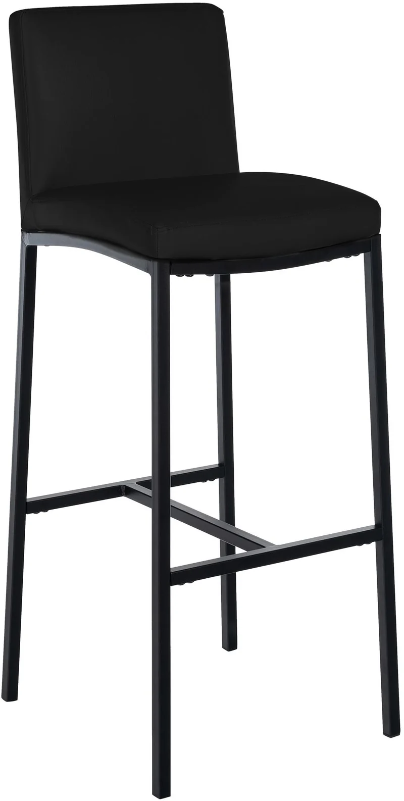 Tabouret de bar x1 design épuré et contemporain en PVC noir cadre à quatre pieds en métal noir 10_0006047