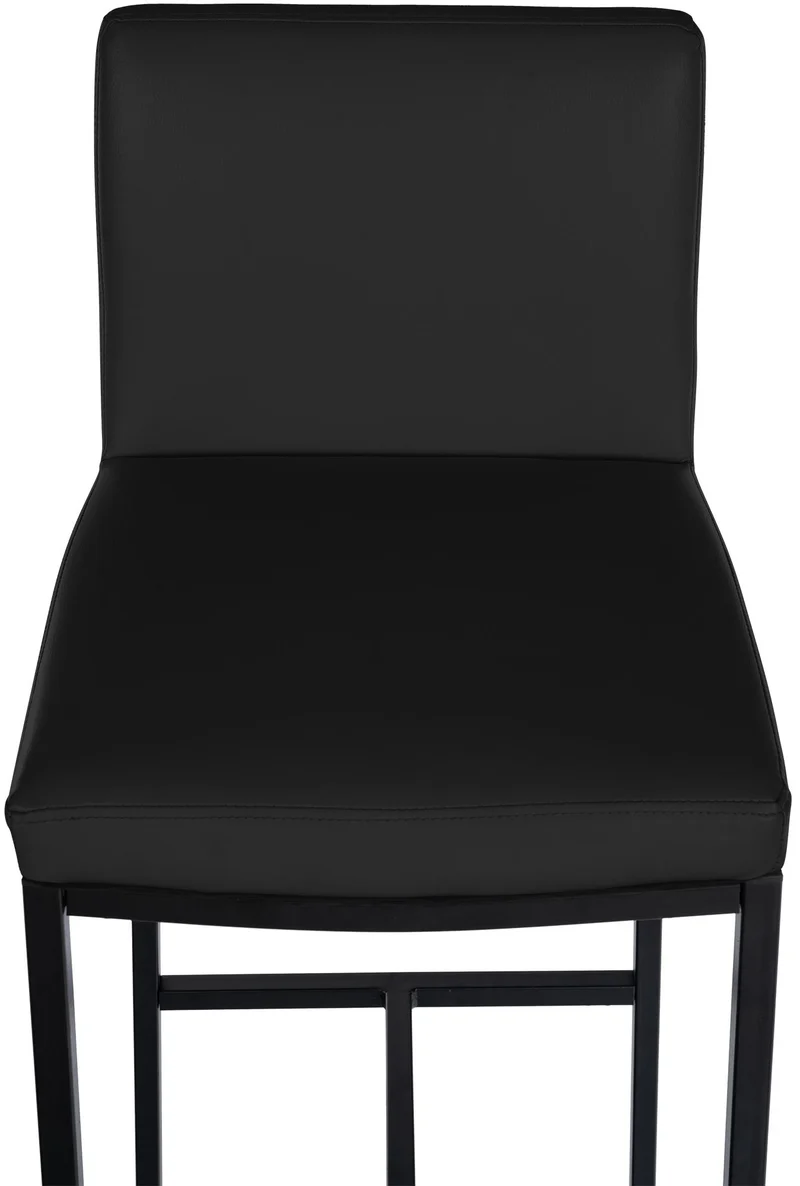 Tabouret de bar x1 design épuré et contemporain en PVC noir cadre à quatre pieds en métal noir 10_0006047