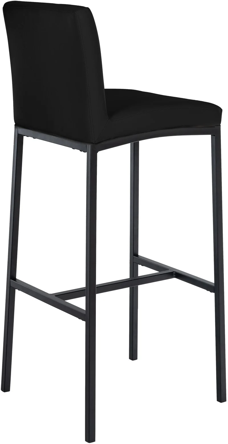 Tabouret de bar x1 design épuré et contemporain en PVC noir cadre à quatre pieds en métal noir 10_0006047
