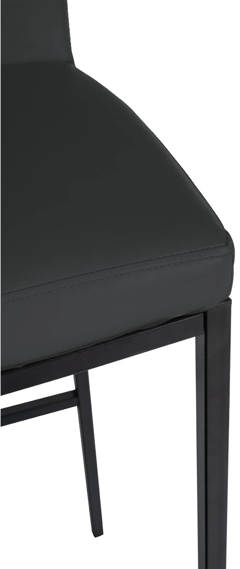 Lot de 2 tabourets de bar design épuré et contemporain en PVC gris foncé cadre à quatre pieds en métal noir 10_0006763