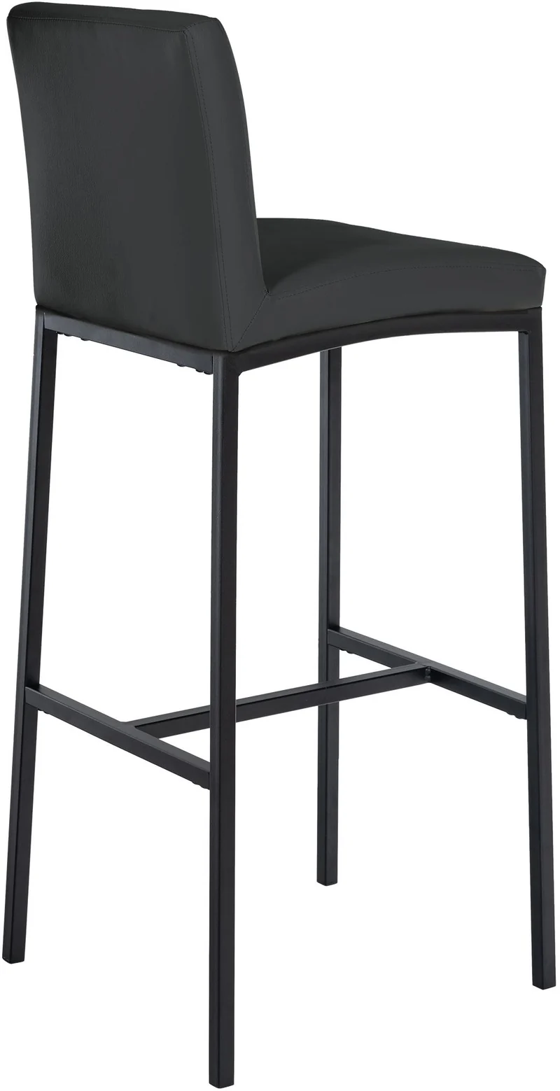 Lot de 2 tabourets de bar design épuré et contemporain en PVC gris foncé cadre à quatre pieds en métal noir 10_0006763