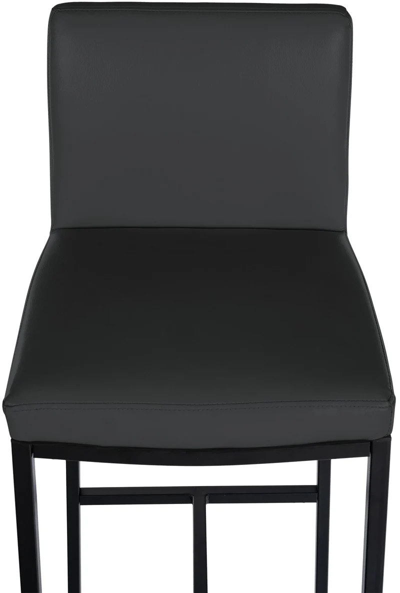 Lot de 2 tabourets de bar design épuré et contemporain en PVC gris foncé cadre à quatre pieds en métal noir 10_0006763