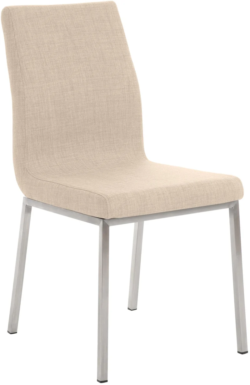 Chaise de salle à manger x1 style épuré en tissu crème et acier inoxydable 10_0007617