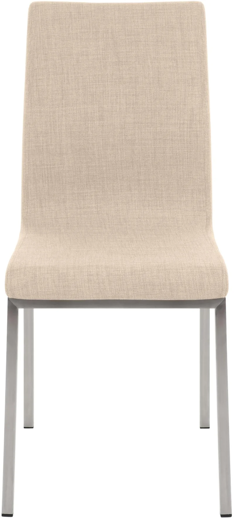 Chaise de salle à manger x1 style épuré en tissu crème et acier inoxydable 10_0007617
