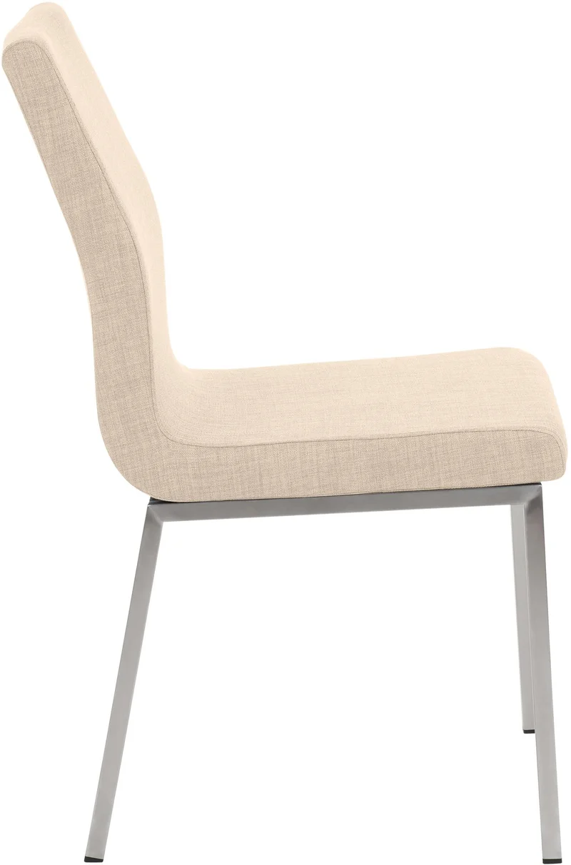 Chaise de salle à manger x1 style épuré en tissu crème et acier inoxydable 10_0007617