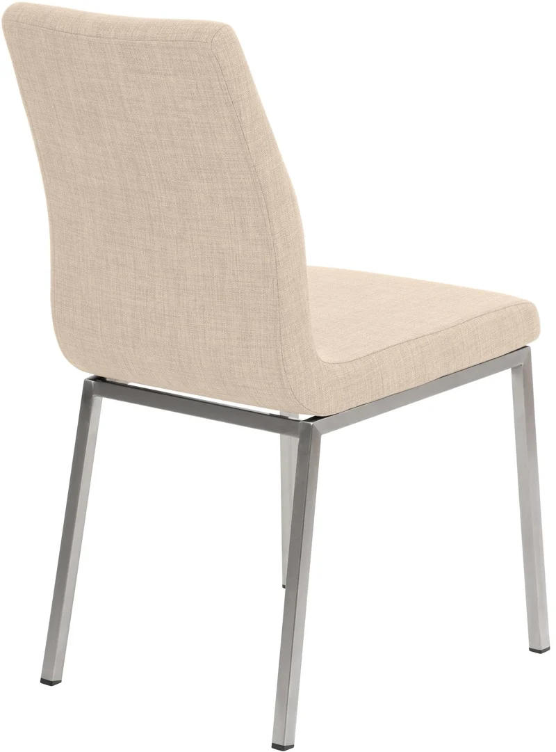 Chaise de salle à manger x1 style épuré en tissu crème et acier inoxydable 10_0007617