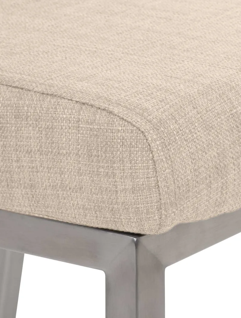 Chaise de salle à manger x1 style épuré en tissu crème et acier inoxydable 10_0007617