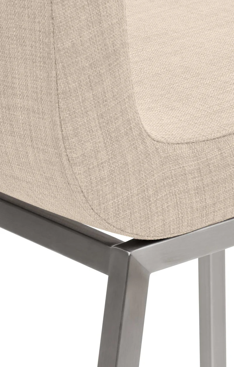Chaise de salle à manger x1 style épuré en tissu crème et acier inoxydable 10_0007617