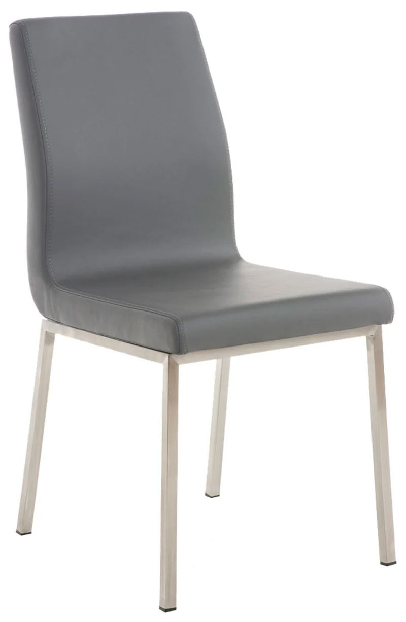 Lot de 2 chaises de salle à manger style épuré en PVC gris et acier inoxydable 10_0001610