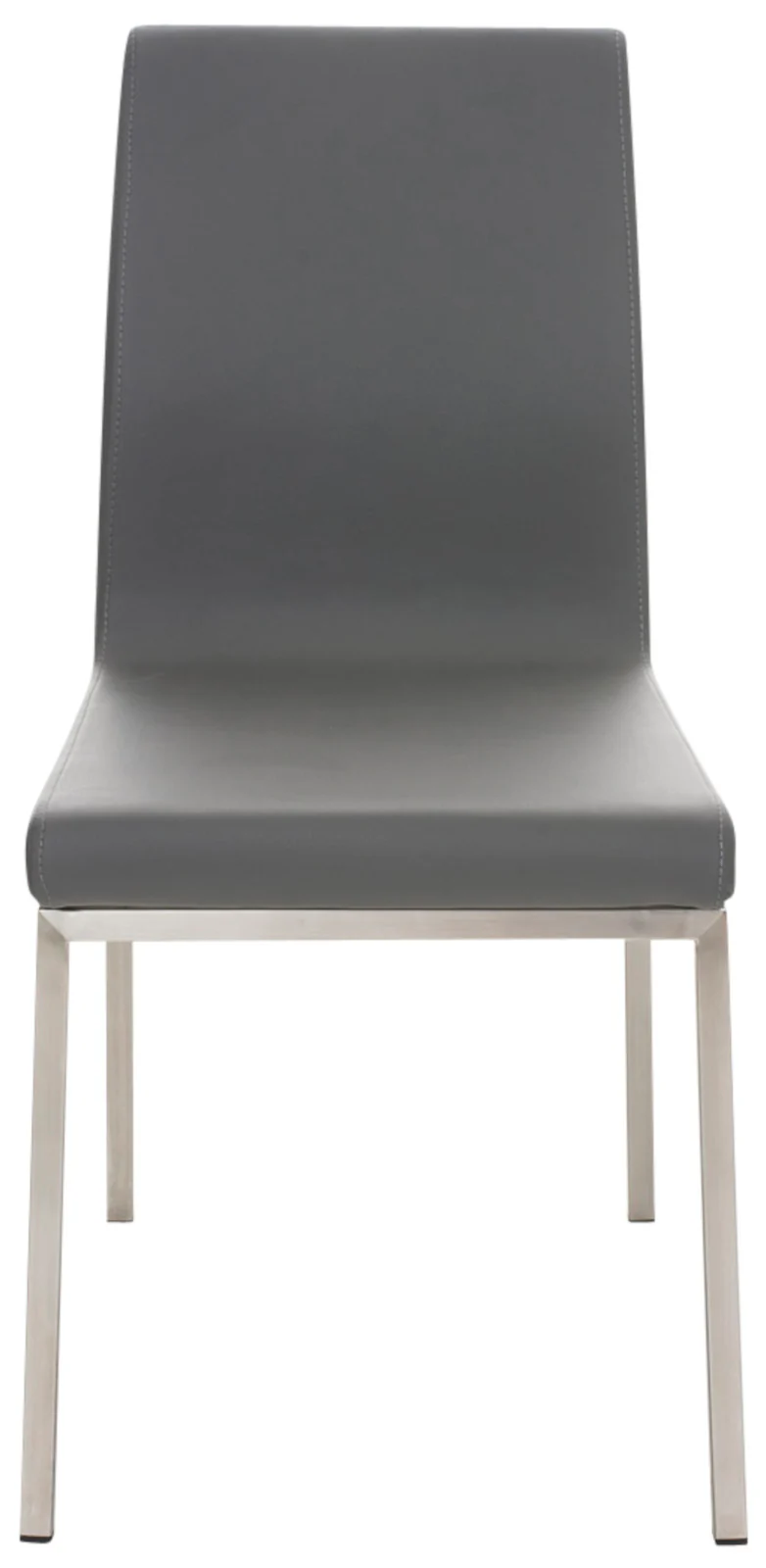 Lot de 2 chaises de salle à manger style épuré en PVC gris et acier inoxydable 10_0001610