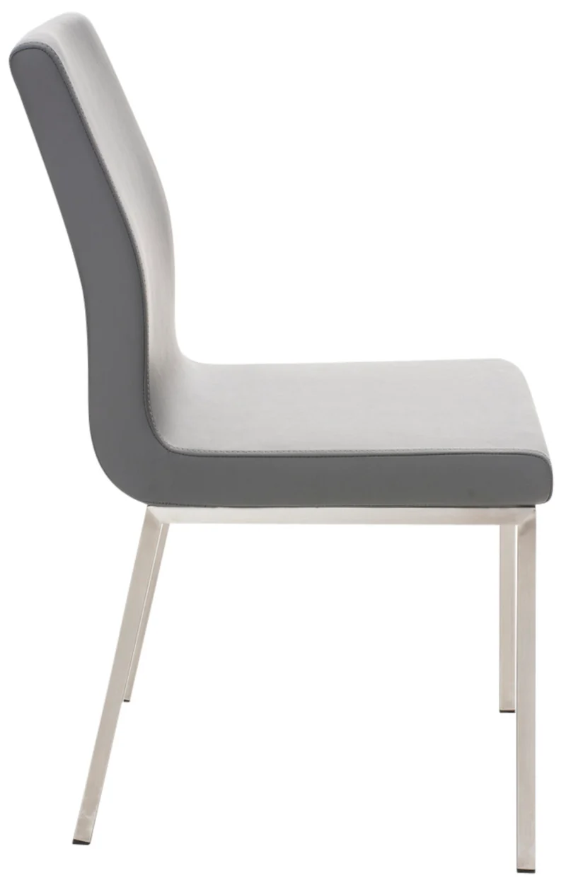 Lot de 2 chaises de salle à manger style épuré en PVC gris et acier inoxydable 10_0001610