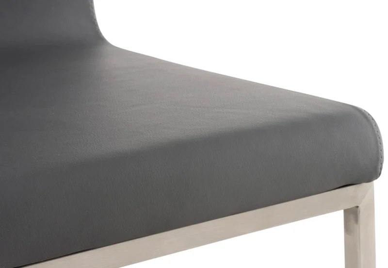 Lot de 2 chaises de salle à manger style épuré en PVC gris et acier inoxydable 10_0001610