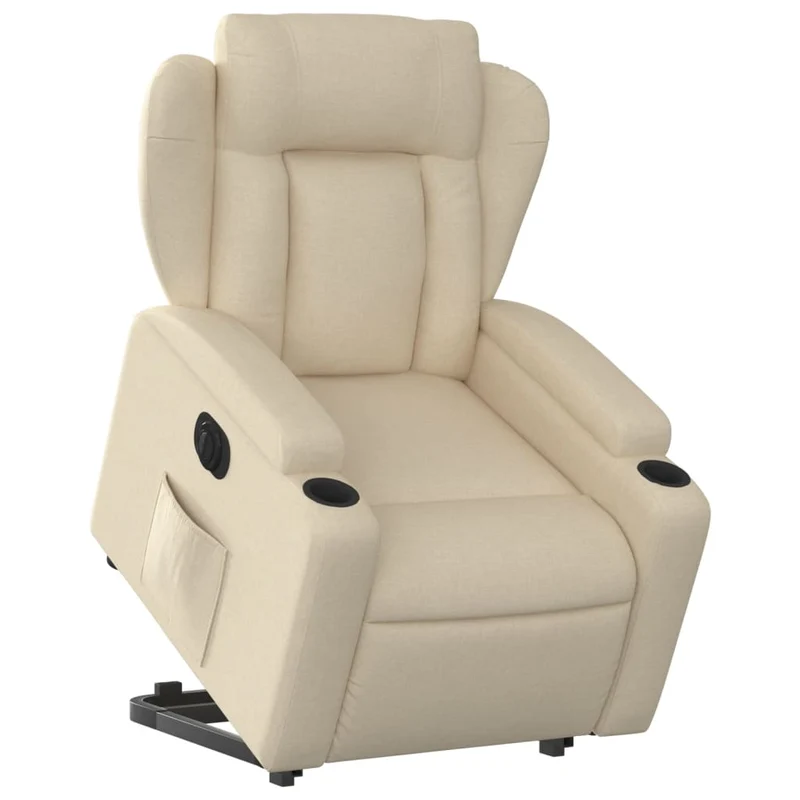 Fauteuil relax TV fonction de levage électrique très confortable en tissu crème DEC028275