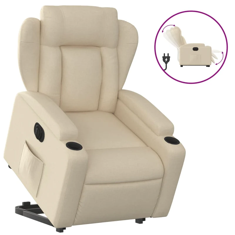 Fauteuil relax TV fonction de levage électrique très confortable en tissu crème DEC028275
