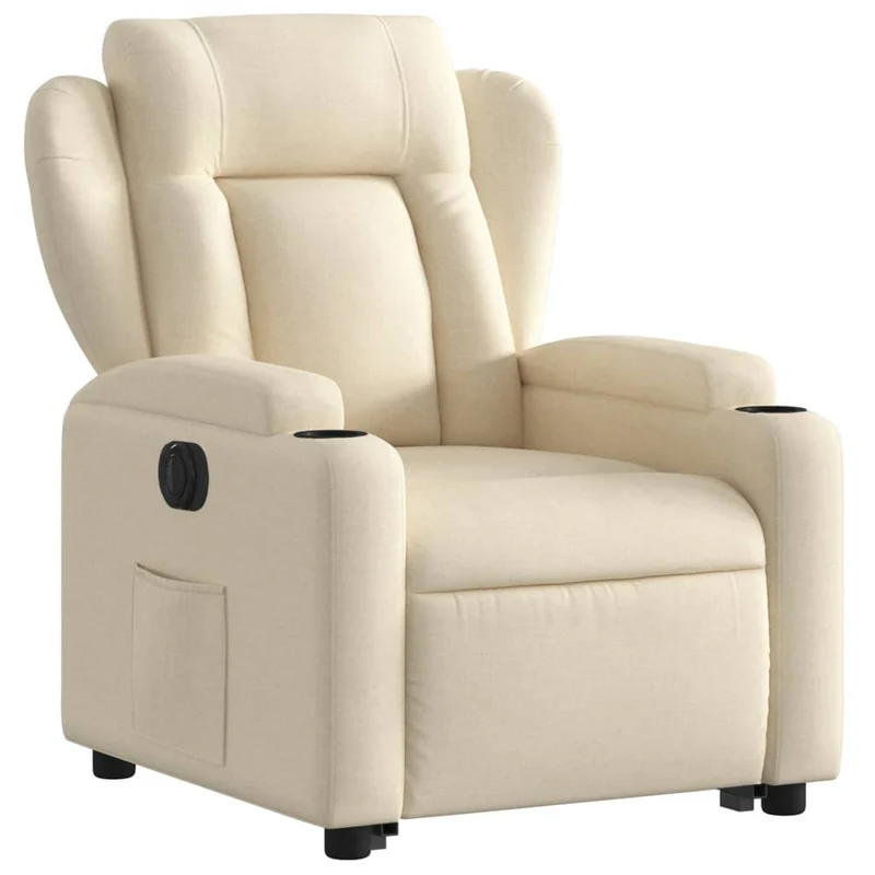 Fauteuil relax TV fonction de levage électrique très confortable en tissu crème DEC028275