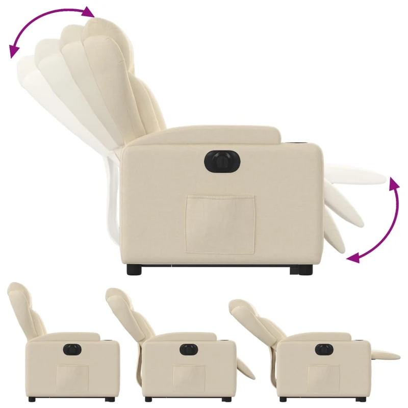 Fauteuil relax TV fonction de levage électrique très confortable en tissu crème DEC028275