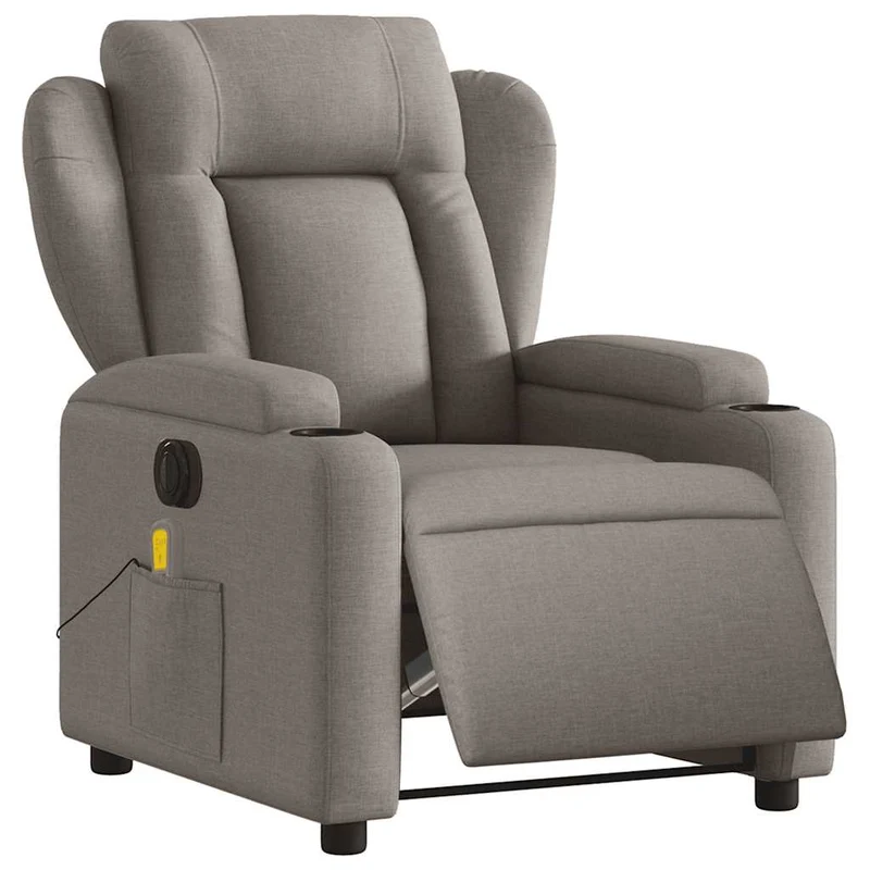 Fauteuil de relaxation TV fonction massage inclinable électrique 6 points de massage en tissu taupe DEC027265