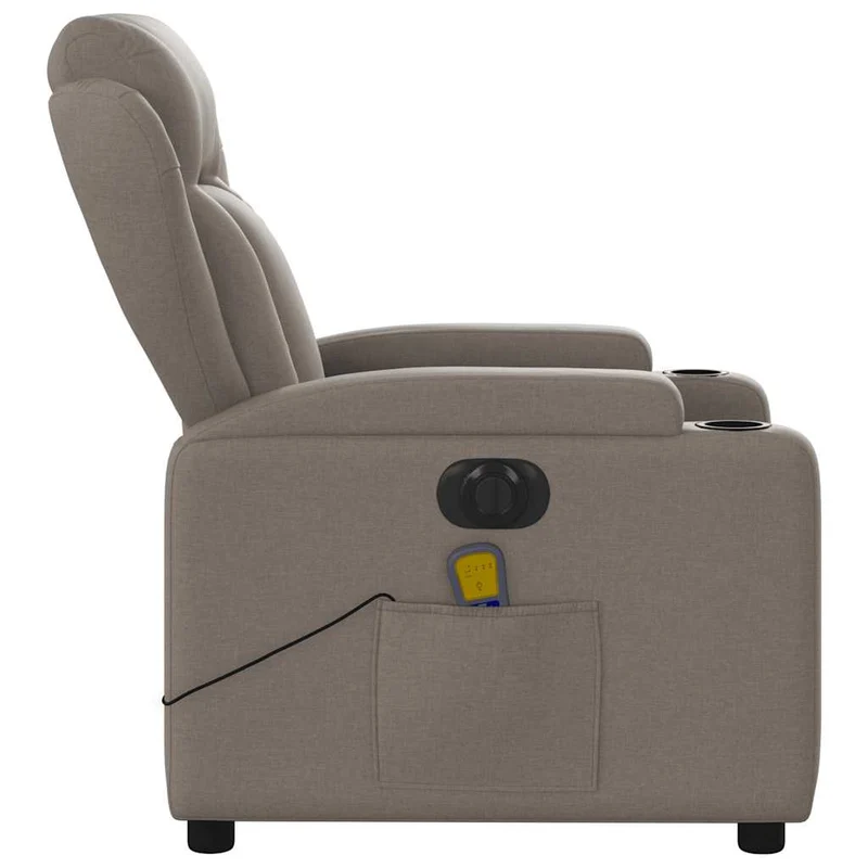 Fauteuil de relaxation TV fonction massage inclinable électrique 6 points de massage en tissu taupe DEC027265