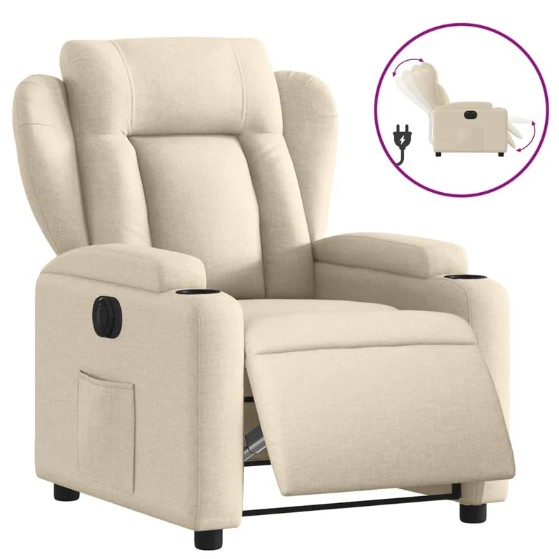 Fauteuil relax TV fonction d'inclinaison électrique très confortable en tissu crème DEC028273