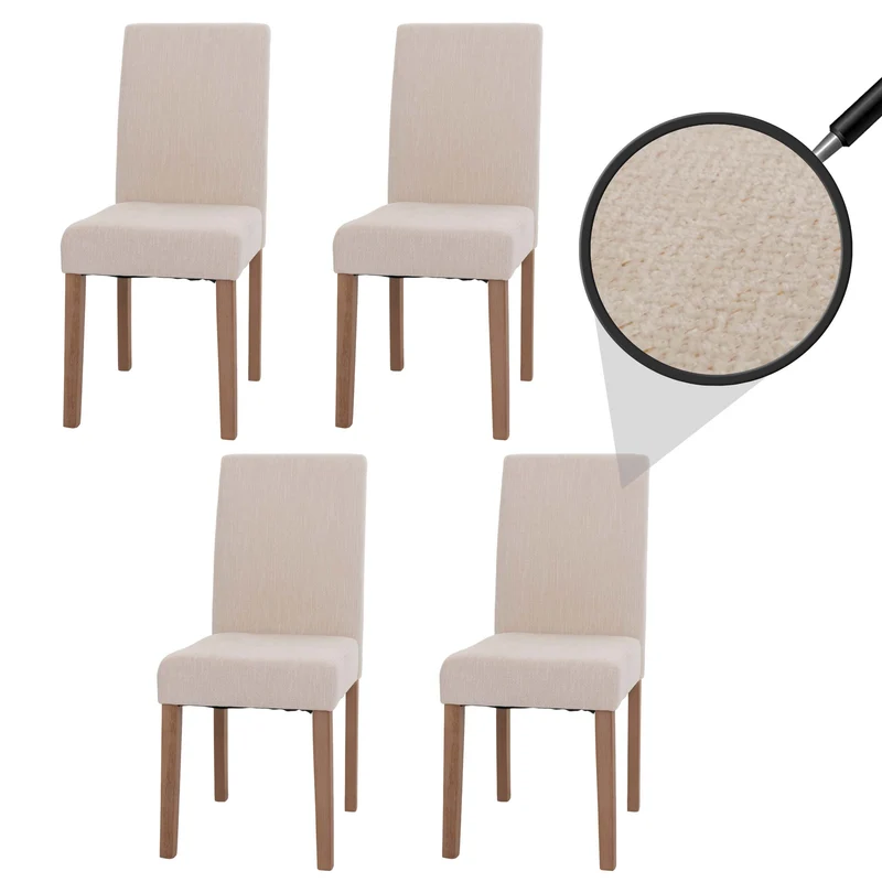 Lot de 4 chaises de salle à manger dossier haut en tissu chenille crème pieds clair 04_0007515