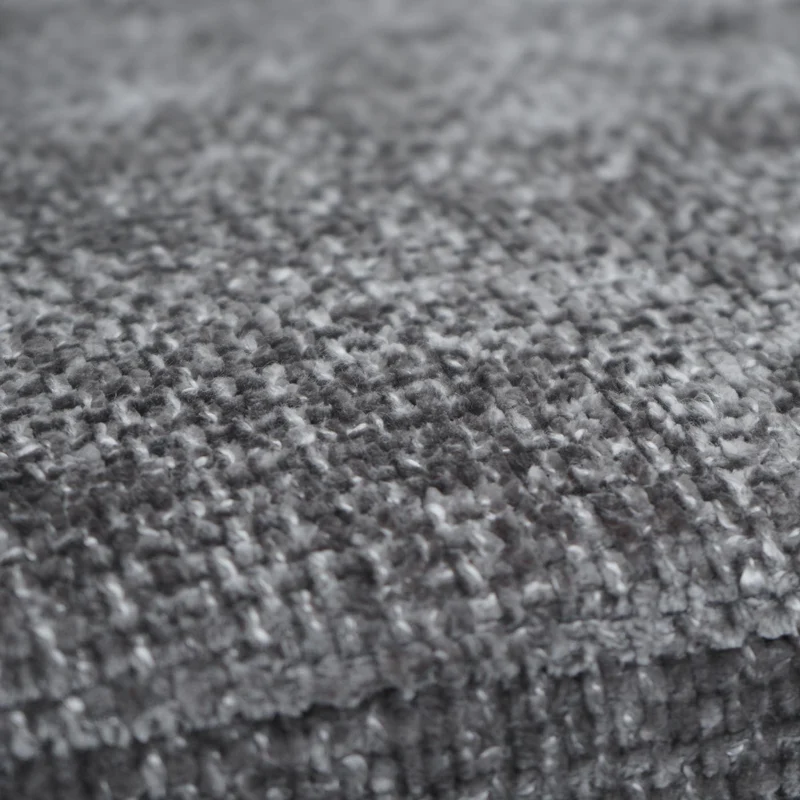 Lot de 2 chaises de salle à manger en métal et tissu chenille gris foncé cadre arrondi coutures décoratives 04_0007396