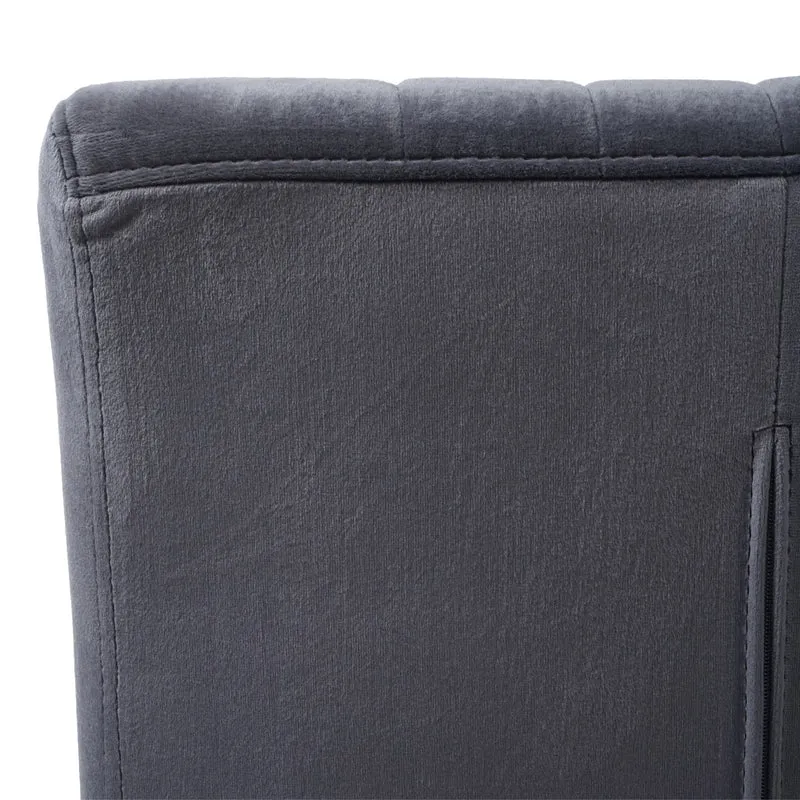 Lot de 2 chaises de salle à manger en tissu velours gris foncé et acier inoxydable brossé 04_0007292