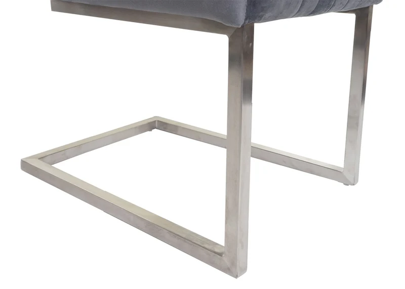 Lot de 2 chaises de salle à manger en tissu velours gris foncé et acier inoxydable brossé 04_0007292