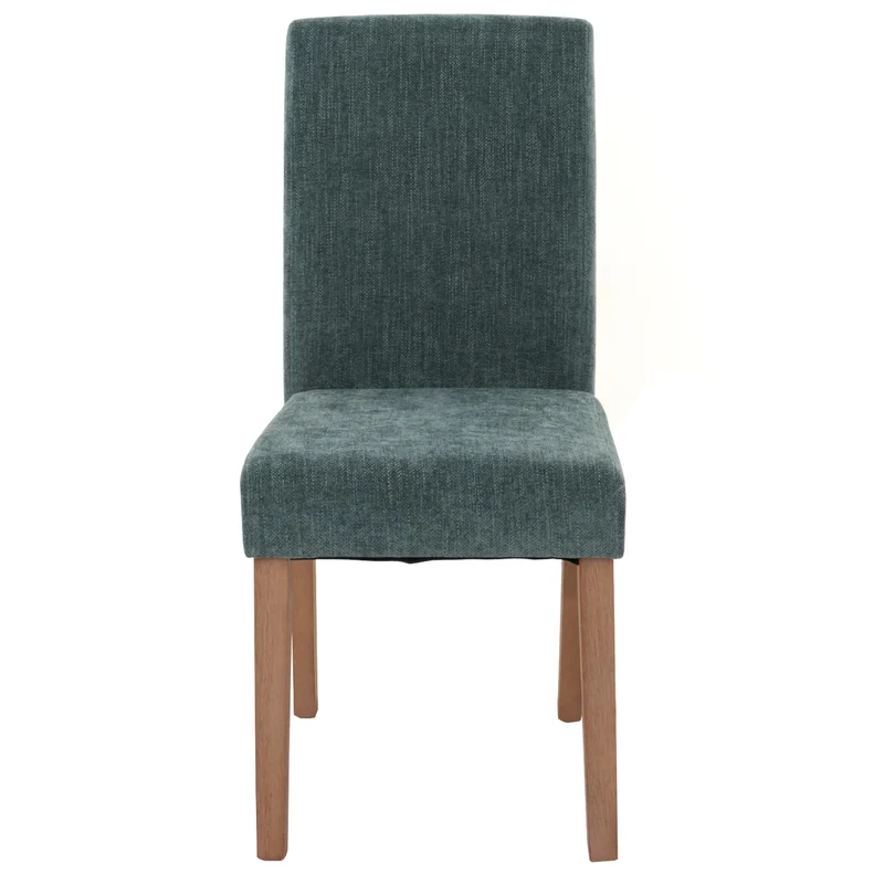 Lot de 2 chaises de salle à manger dossier haut en tissu chenille vert pieds en bois clairs 04_0007325