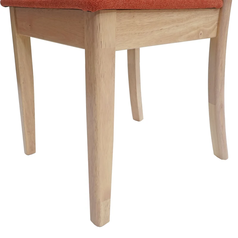 2 chaises de salle à manger cuisine design classique en tissu orange et bois massif clair 04_0002960