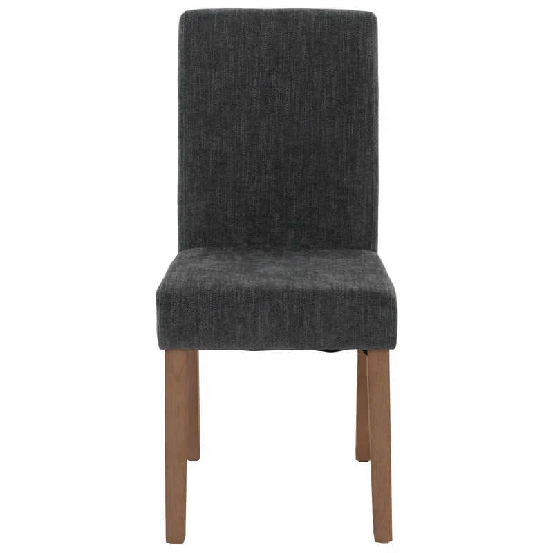 Lot de 2 chaises de salle à manger dossier haut en tissu chenille gris foncé et pieds en bois clairs 04_0007323