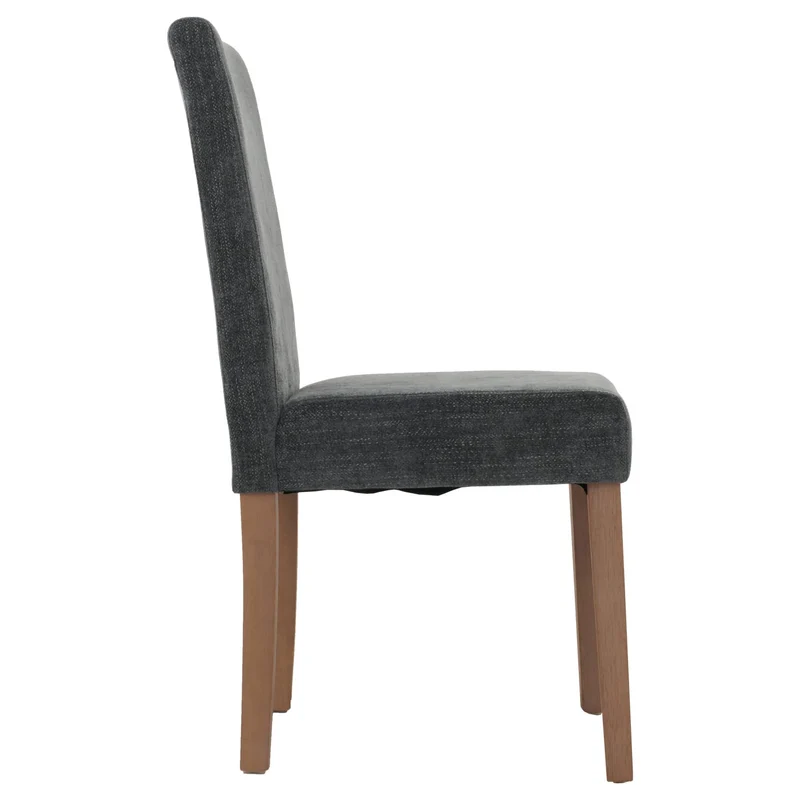 Lot de 2 chaises de salle à manger dossier haut en tissu chenille gris foncé et pieds en bois clairs 04_0007323