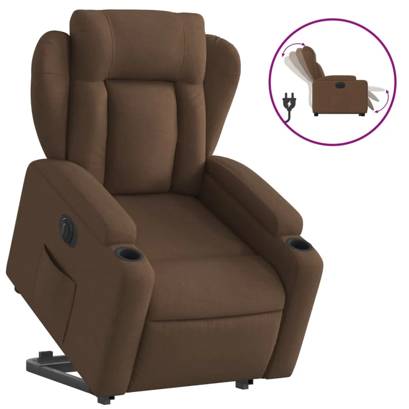 Fauteuil relax TV fonction de levage électrique très confortable en tissu marron DEC028452
