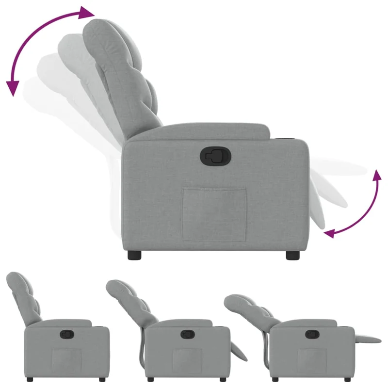 Fauteuil relax TV rembourrage confortable fonction d'inclinaison manuelle en tissu gris clair DEC027887