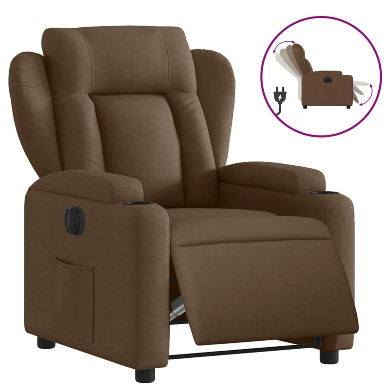 Fauteuil relax TV fonction de levage électrique très confortable en tissu marron DEC028450