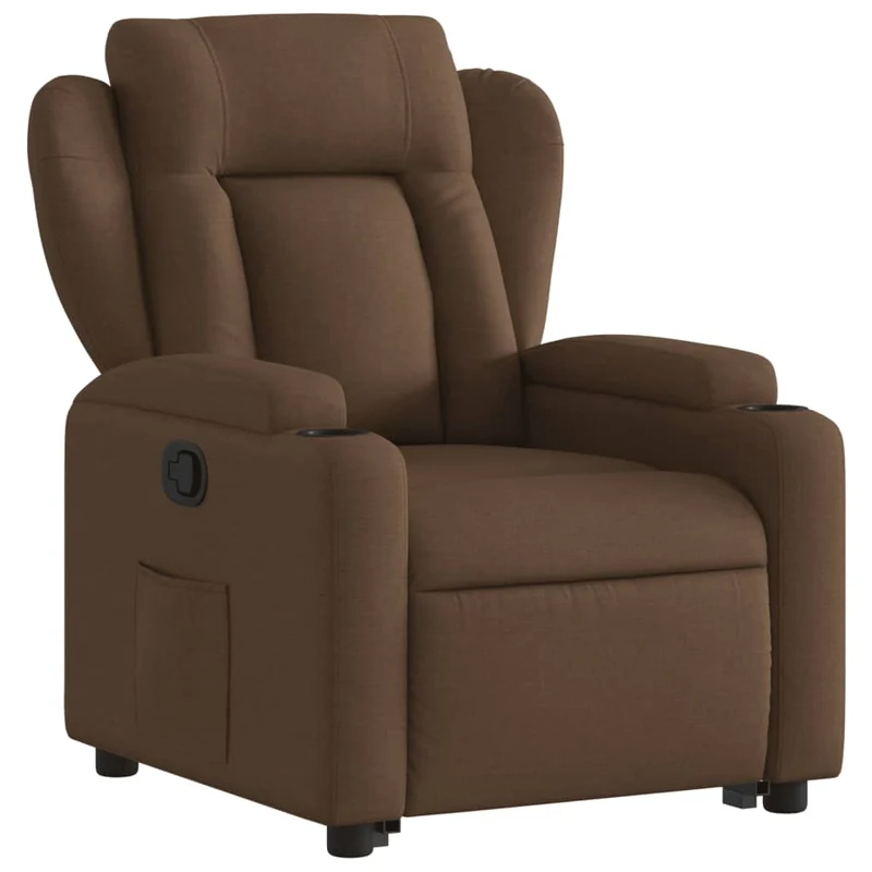 Fauteuil relax TV rembourrage confortable fonction de levage électrique en tissu marron DEC028037