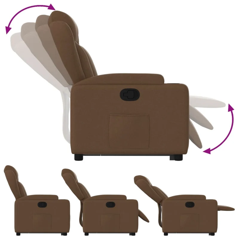 Fauteuil relax TV rembourrage confortable fonction de levage électrique en tissu marron DEC028037