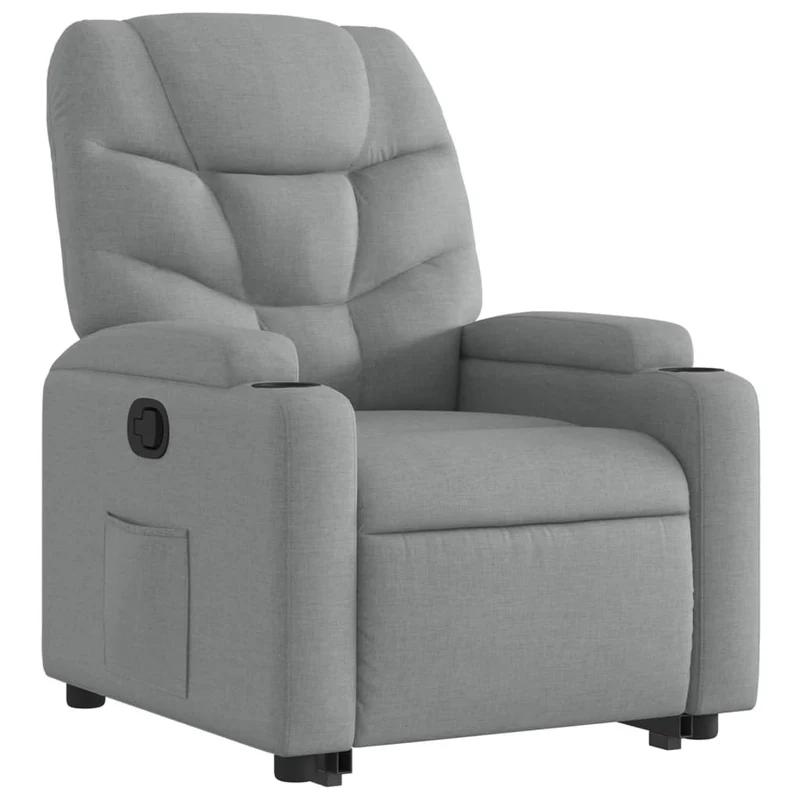 Fauteuil relax TV rembourrage confortable fonction de levage électrique en tissu gris clair DEC027899