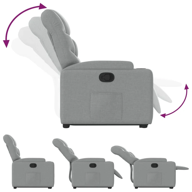 Fauteuil relax TV rembourrage confortable fonction de levage électrique en tissu gris clair DEC027899