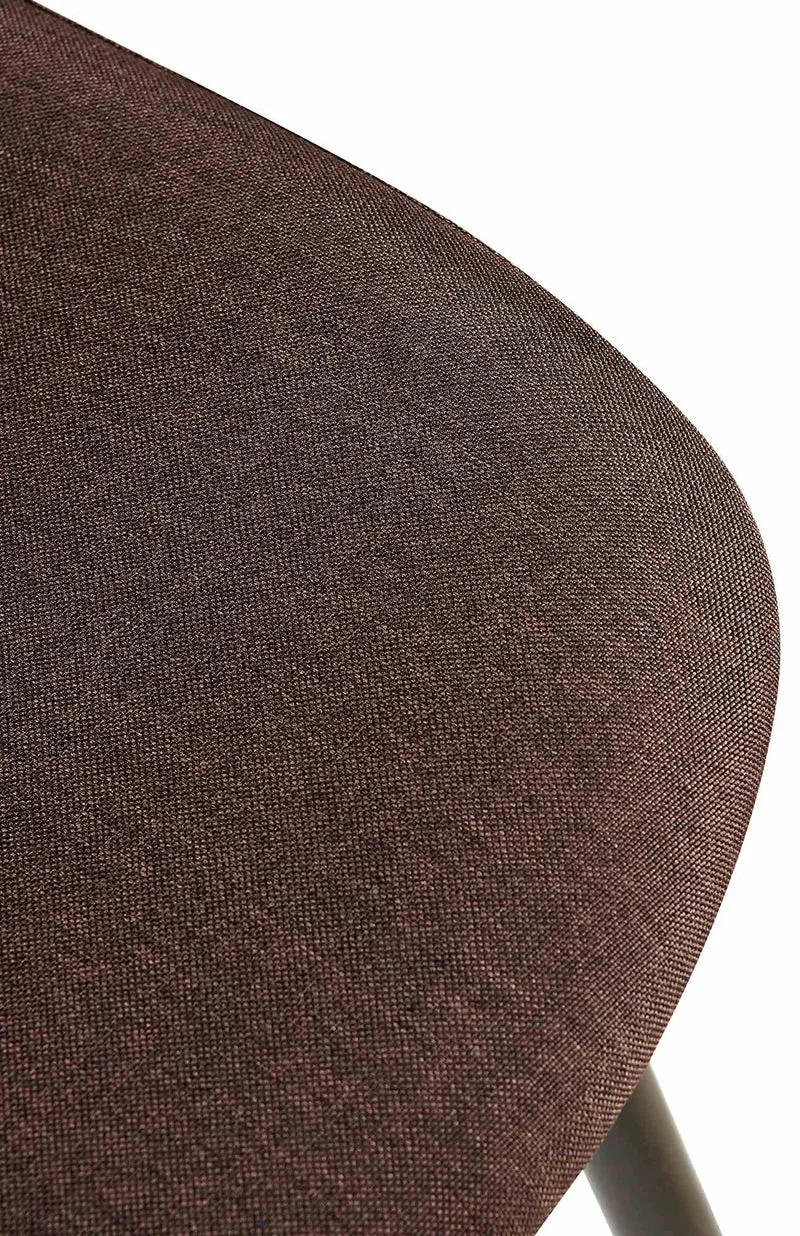 Chaise de salle à manger x1 coutures décoratives losanges assise en tissu marron pieds métal noir mat 10_0007558