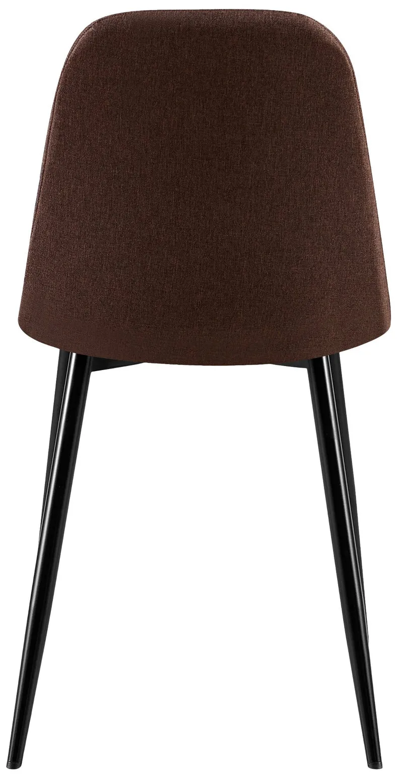 Chaise de salle à manger x1 coutures décoratives losanges assise en tissu marron pieds métal noir mat 10_0007558