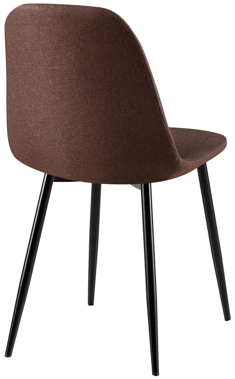 Chaise de salle à manger x1 coutures décoratives losanges assise en tissu marron pieds métal noir mat 10_0007558