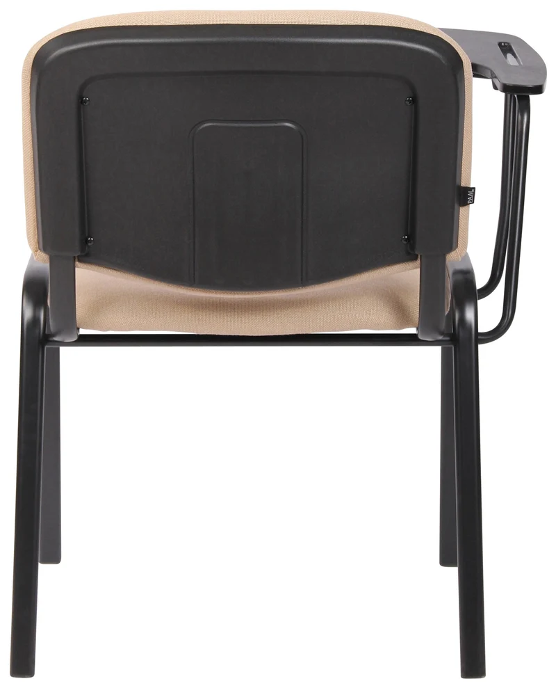 Chaise visiteur zone d'attente avec une petite table rabattable en tissu crème piètement à 4 pieds en métal 10_0007112
