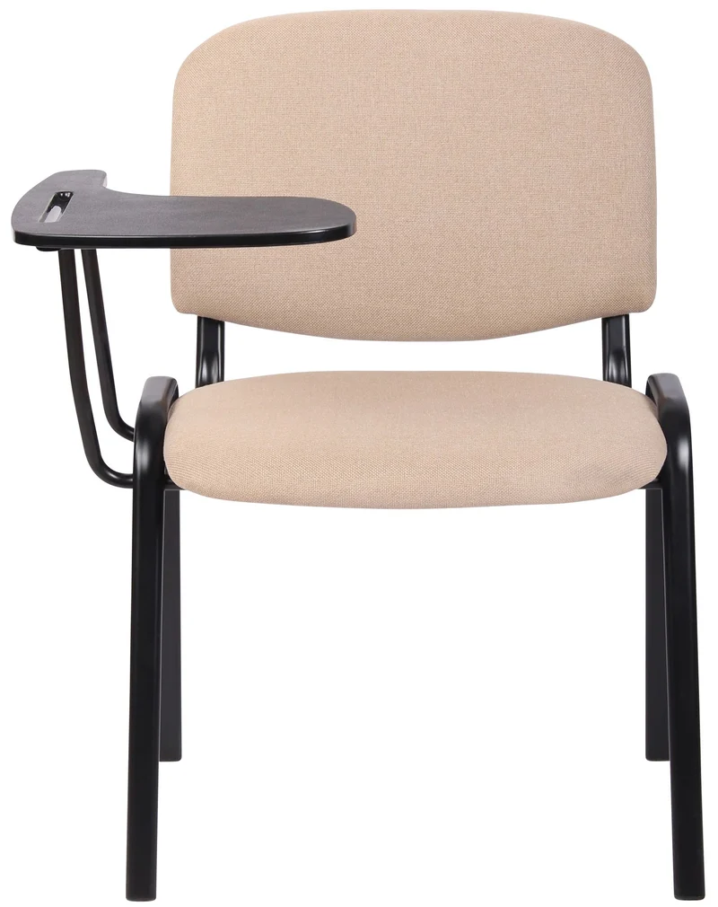 Chaise visiteur zone d'attente avec une petite table rabattable en tissu crème piètement à 4 pieds en métal 10_0007112