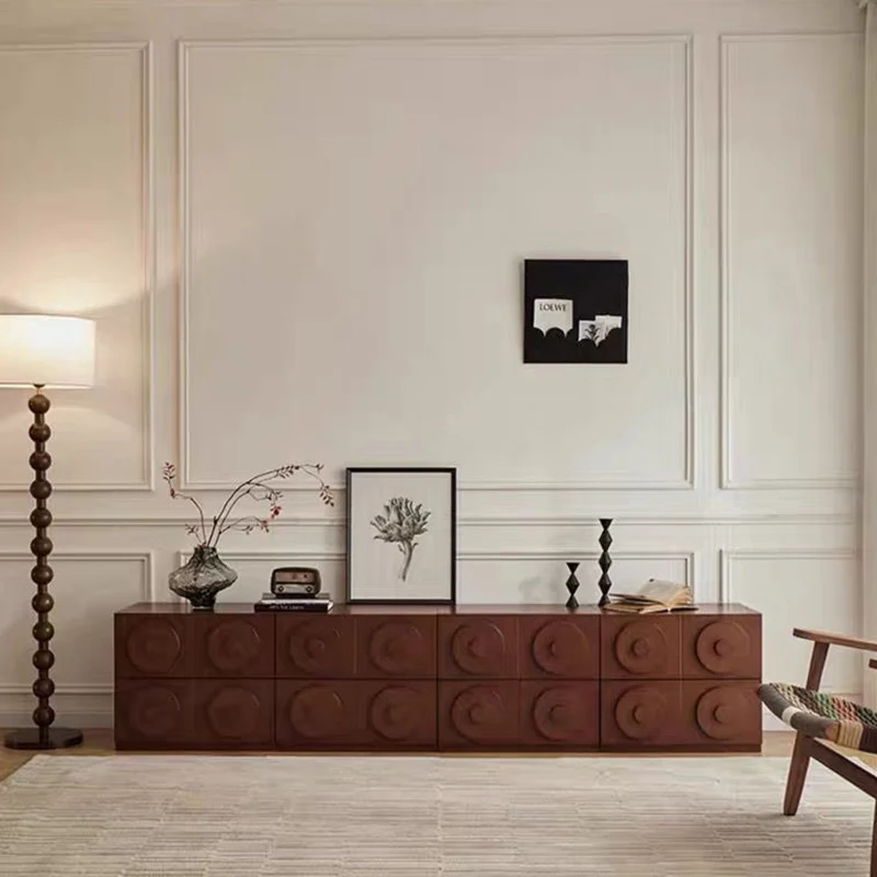 Traditional Vintage Square Rubberwood Plywood Storage Cabinet 1-Drawer & 1-Cabinet For Living Room