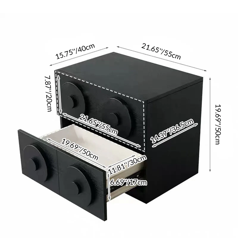 Traditional Vintage Square Rubberwood Plywood Storage Cabinet 1-Drawer & 1-Cabinet For Living Room