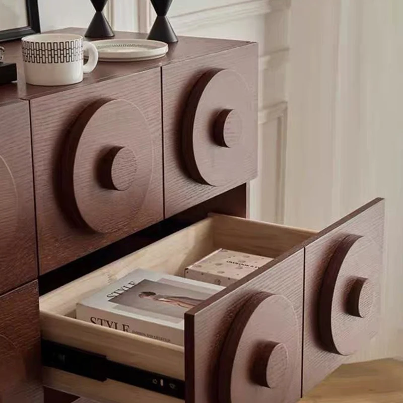 Traditional Vintage Square Rubberwood Plywood Storage Cabinet 1-Drawer & 1-Cabinet For Living Room