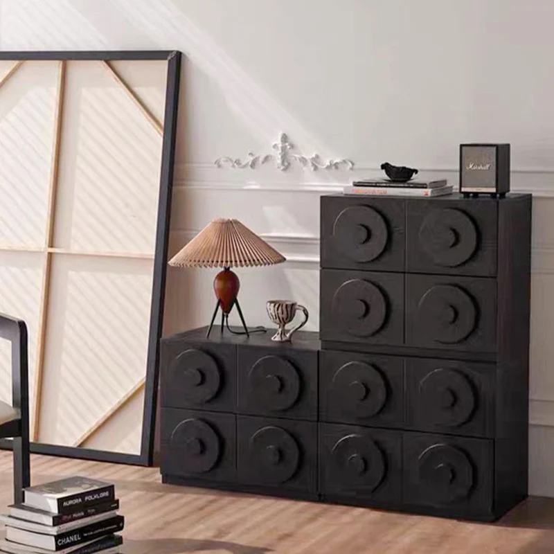 Traditional Vintage Square Rubberwood Plywood Storage Cabinet 1-Drawer & 1-Cabinet For Living Room